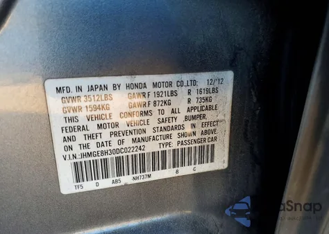 2013 Honda Fit z USA, uszkodzony, nr VIN JHMGE8H30DC022242